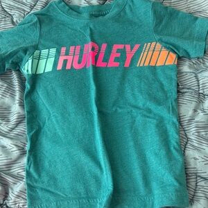 Hurley Teal Short Sleeve Graphic Logo Tee with Pink & Orange Accents